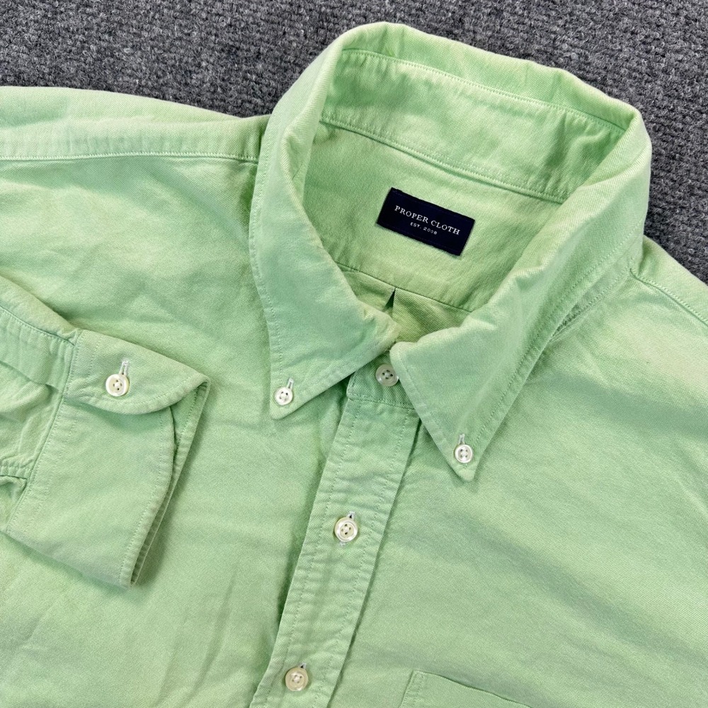 Proper Cloth Oxford Pima‎ Cotton Button Down Shirt Men's 3XL Green Casual Pocket
